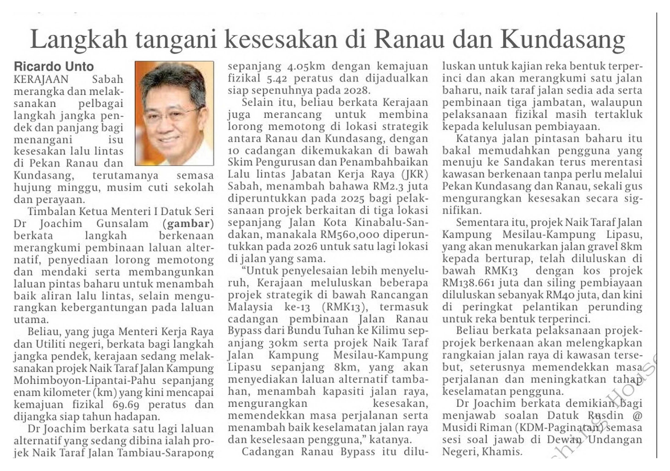 24 Julai 2026, Kundasang - Langkah tangani kesesakan di Ranau dan Kundasang (Daily Express)